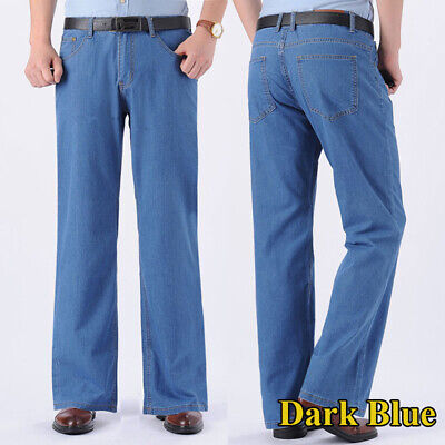Men Bell Bottom Jeans Slight Flared Denim Pants Retro 60s 70s Wide