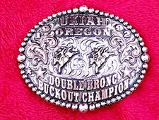 Champion Rodeo Trophy Buckle☆ALL AROUND ROUGHSTOCK☆Ukiah Oregon ☆1992☆RARE☆804