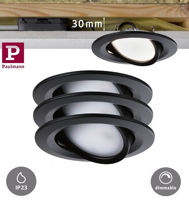 Paulmann Einbauleuchte Nova Plus Coin Dimmbar Schwarz Matt 3x6W schwenkbar Ip23