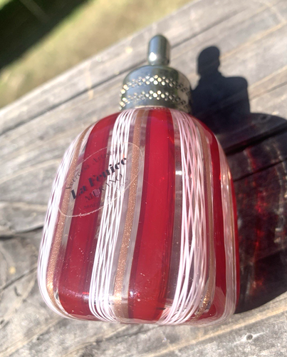 Murano Vetreria Artistica La Fenice Perfume Bottle Red White Gold Italy Vtg - Picture 6 of 11