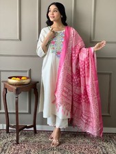 Pakistani Designer Palazzo Kurta Set And Dupatta Women Bollywood Wear Kurti Pant