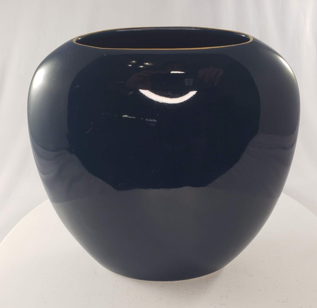 Vintage Toyo Vase Yamaji Japan Flowers Hand Painted Midnight Blue
