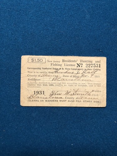 Bouton Permis De Chasse Et Pêche New Jersey – 1931 – Non-résident & Alien – Vintage