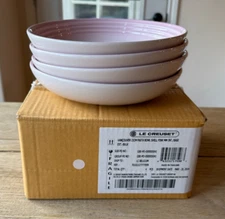 Le Creuset Stoneware Set of 4 8.5 in 1 qt Vancouver Pasta Bowls Shell Pink NEW
