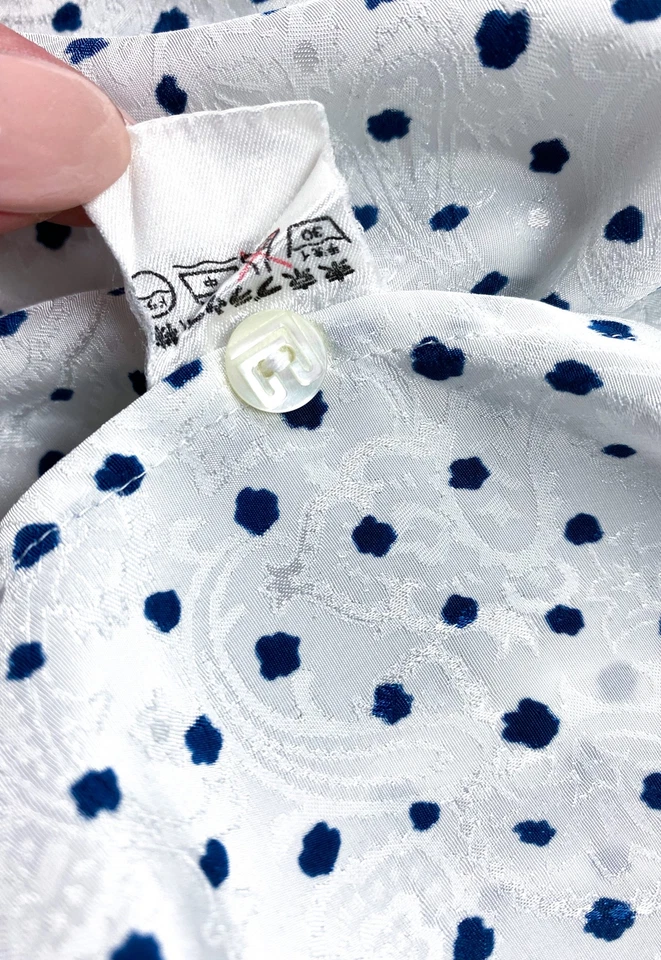 BALMAIN 复古波点丝绸缎领纽扣上衣衬衫 L — 第 4/4 张图片