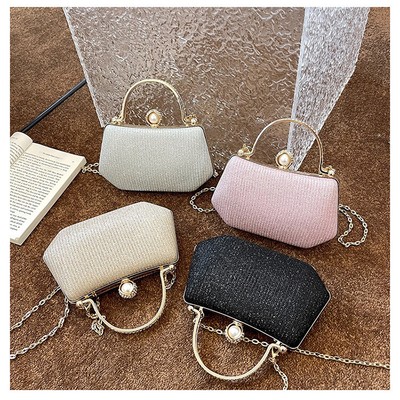 Damen-Glitzer-Hexagon-Hardcase-Strassverschluss-Abend-Clutch-Handtasche-Party