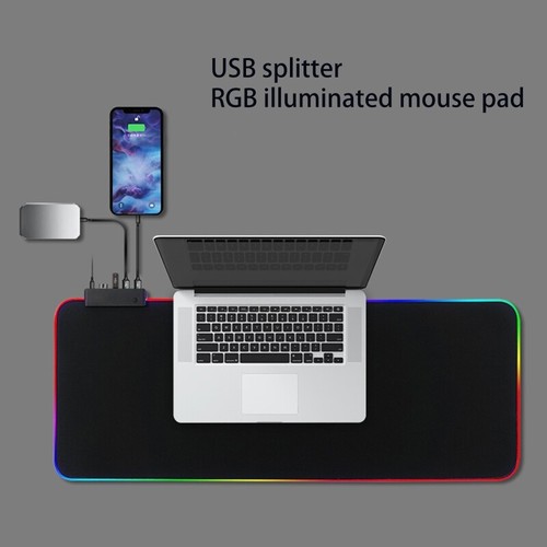 Large Extended LED Gaming Mouse Pad RGB Keyboard Desktop Non-slip Mousepad Mat - Afbeelding 4 van 8