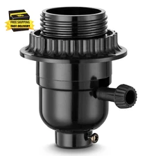 3 Way Light Socket with Lamp Shade Ring, E26 Lamp Socket Replacement with Switch