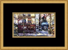 Ruben Bore European Street Scene -Le Bisto de Custom Framed  