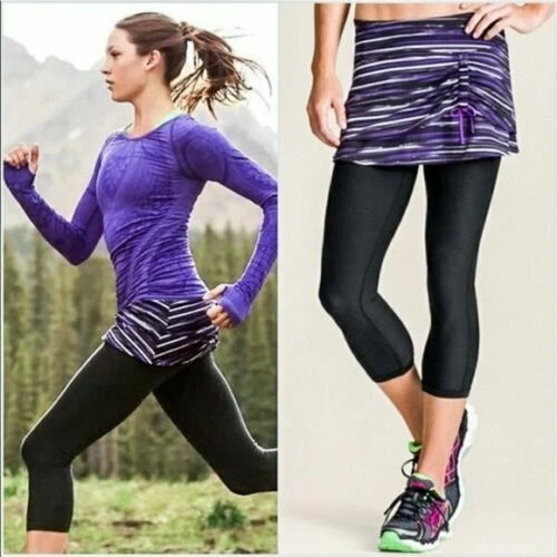 NWT Athleta Painted Cuteness 2 in 1 Skirt with Capri Leggings in  Purple/Black M