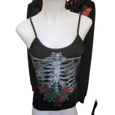Camiseta sin mangas vintage años 90 Hot Topic 'BEST' esqueleto camuflada talla mediana para jóvenes