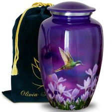 Purple Urn for Human Ashes Adult  Hummingbird Funeral Decorative Cremation Urns
