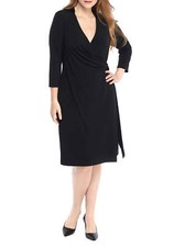 THE LIMITED Plus Size Solid Wrap Black Dress Size 0X
