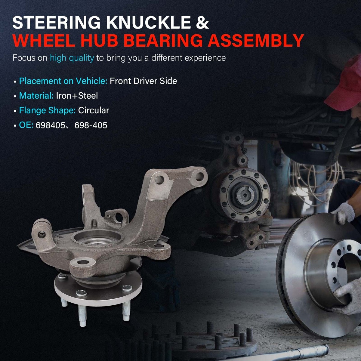 Driver Side Suspension Knuckle AutoShack Front Left Steering Knuckle For 2003-2007 Honda Accord 2.4L FWD - Driver Side With Bearing Front Left Wheel Bearing Assembly - Foto 10