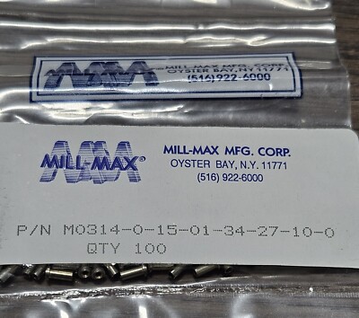 100 PCS MILL-MAX 0314-0-15-01-34-27-10-0 FEMALE SOLDER MOUNT RECEPTACLE NOS.