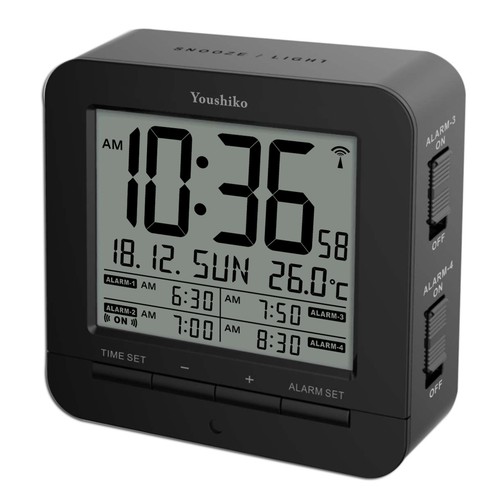 Radio Controlled  4 x Times Alarm Clock  ( Offical UK version ) with Back Light  - Afbeelding 1 van 4