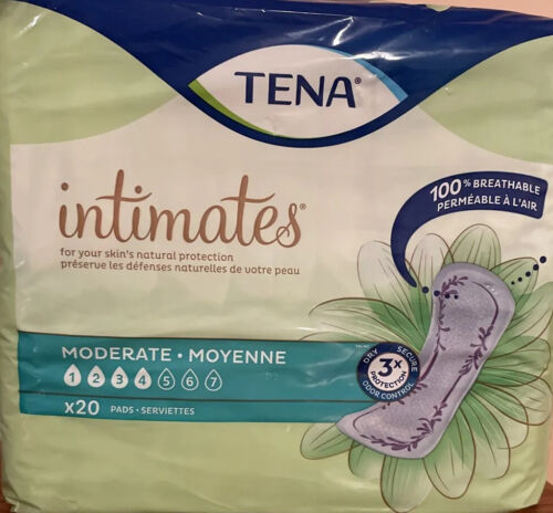 Tena INTIMATES Moderate #4 Absorbency Incontinence Pads #20 Count. Ships Free!! - 第 1/4 張圖片