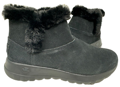 Skechers Women's On-The-Go Joy Bundle Up Fuzzy Ankle Boots Black Size:6.5 197P