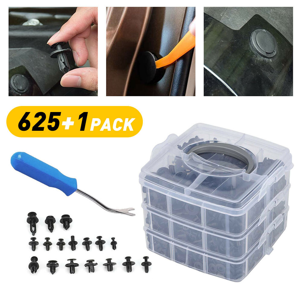 625Pcs Car Retainer Push Auto Clips & Fasteners Plastic For GM Toyota Honda