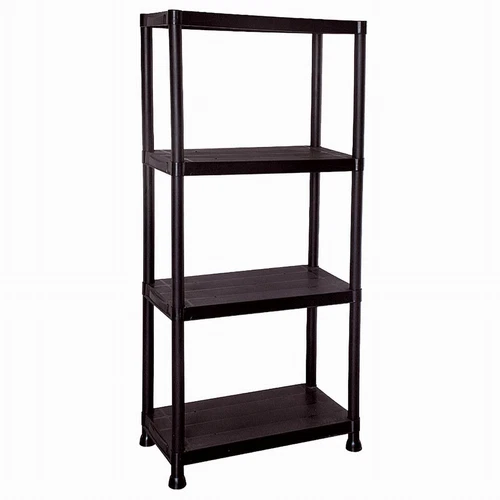 4 Tier Black Plastic Shelving Shelves Racking Storage Shelf Unit New