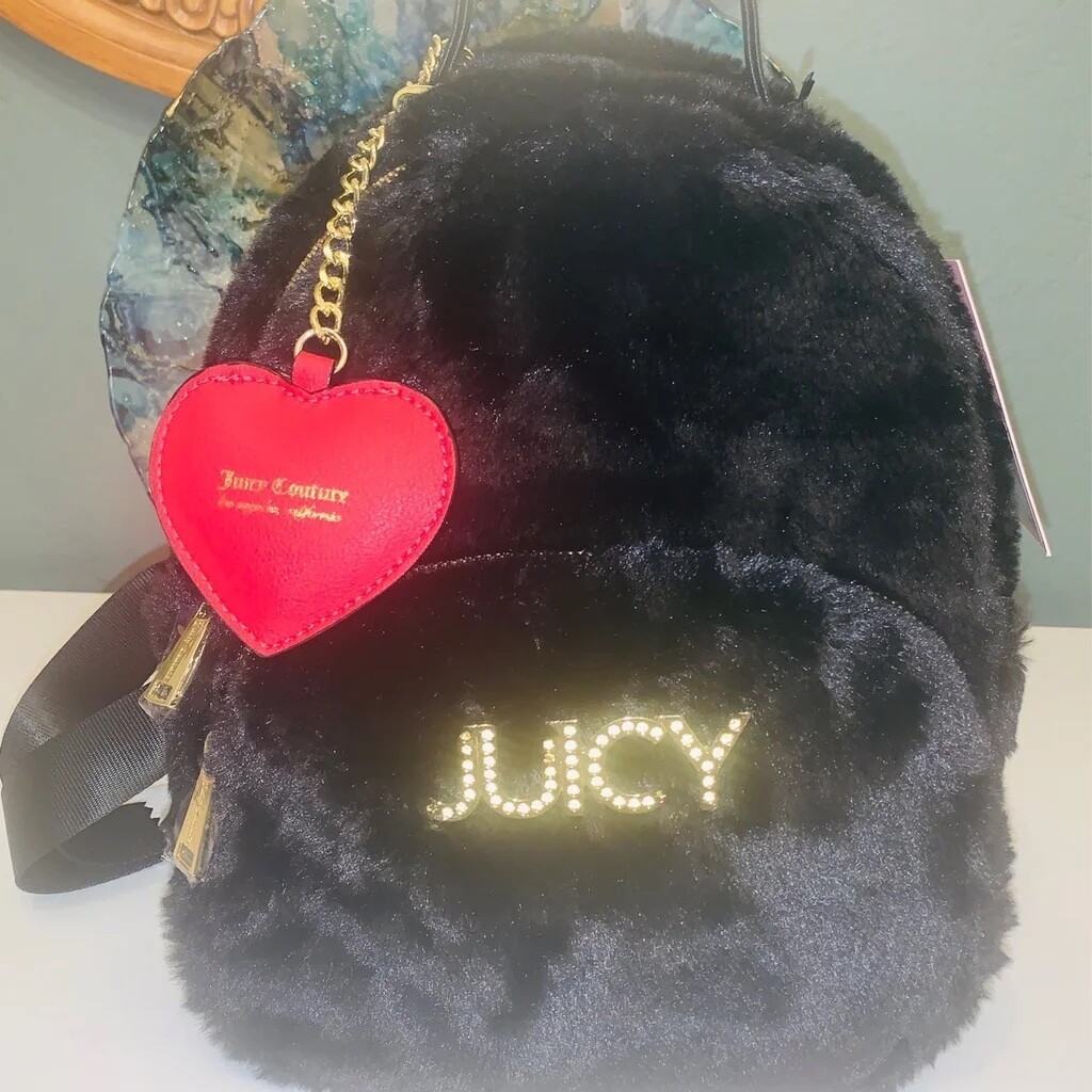 Juicy Couture Faux Fur Backpack, Black, Furry Fuzzy, NEW | eBay display picture 1