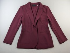 T Tahari Blazer Jacket Women 2 Maroon Stretch 1 Button Hidden Snap Pockets Class