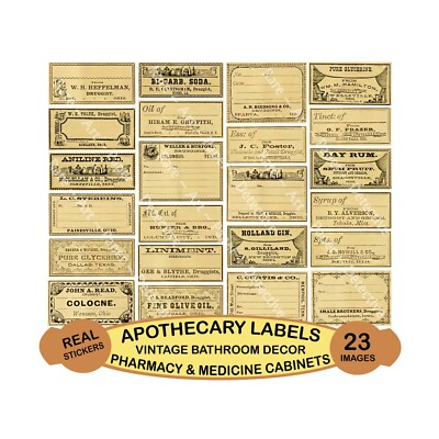 Apothecary & Medicine Bottle Stickers, Halloween Décor, Cut & Peel Sheet 862