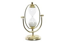 CLESSIDRA IN OTTONE LUCIDO GIREVOLE CON BASE PER SCRIVANIA ARREDAMENTO REGALO