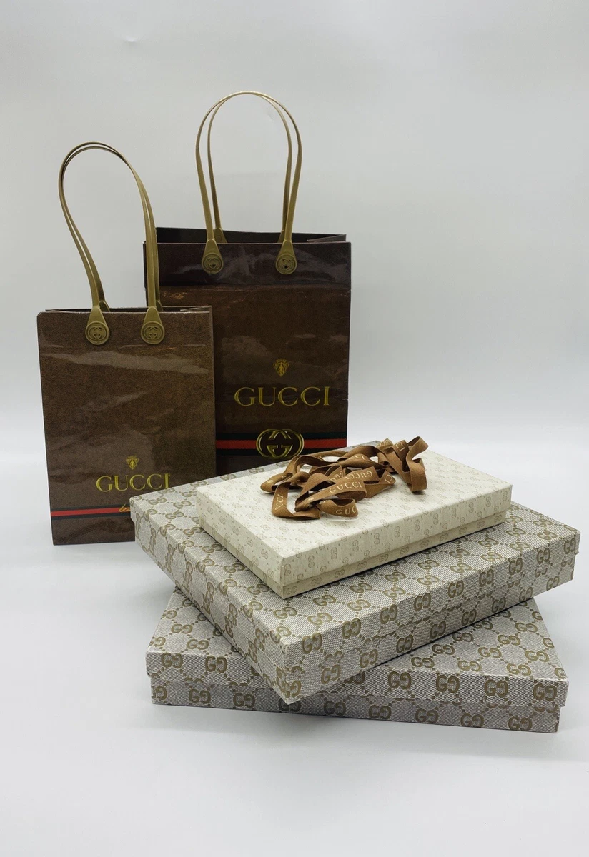 LOT Empty GUCCI Gift Boxes And Bags Small Rectangular 1 Square Box w Ribbon