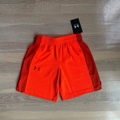 Boys Orange Under Armour Logo Shorts Size Small NWT