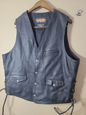 Easy Riders XL BLACK LEATHER VEST,"HARLEY OWNERS GROUP MBC" PATCH.