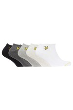 Image of Lyle & Scott 5 Pack Ankle Socks - Black, Grey, White, Grey Marl