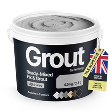 Light Grey Ready Mixed Grout & Fix Wall & Tile Adhesive 4.5kg / 2.5L Water
