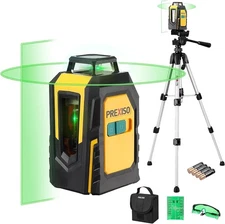 PREXISO 360° Laser Level with Tripod, 100Ft Self Leveling Cross Line Laser-