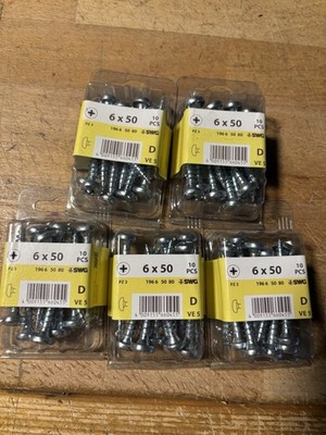 5 Packungen Universalschrauben Halbrundkopf 6x50mm verzinkt / Cont1Blau4 -3