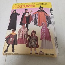 McCalls 2854 Childrens Costume Sewing Pattern Witch Vampire Red Riding Hood 3-12