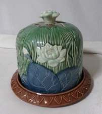 Majolica Stoneware Cheese Butter Keeper Dome Dish
