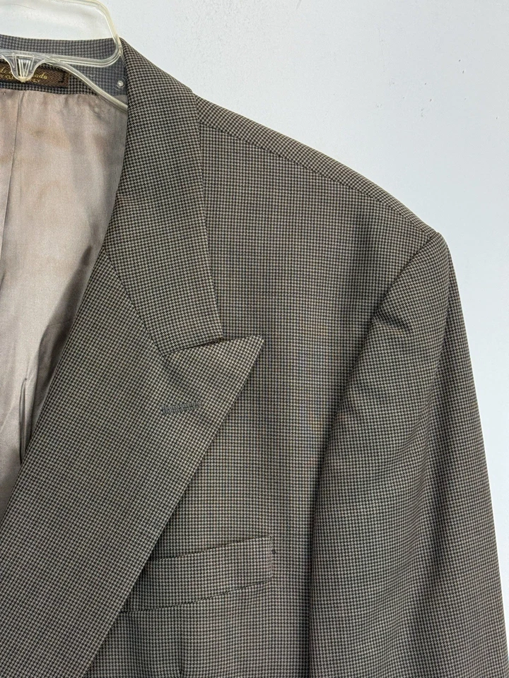 Traje Mark Alexander Doble Pecho Hombre Blazer 44R Pantalones 36X28 Marrón Pata de Gallo Foto 4 de 4