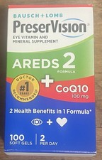PreserVision AREDS 2 CoQ10 Vitamin Mineral Health 100 Softgels EXP 08/2027 NEW