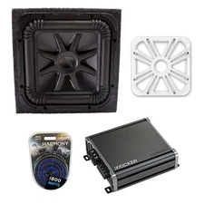 Kicker L7S12 Sub Sealed Box with CXA800.1 Amp, White LED Grill & Install Kit