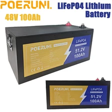 48V 100Ah LiFePO4 Lithium Golf Cart Battery with BMS Protection for Motor RV