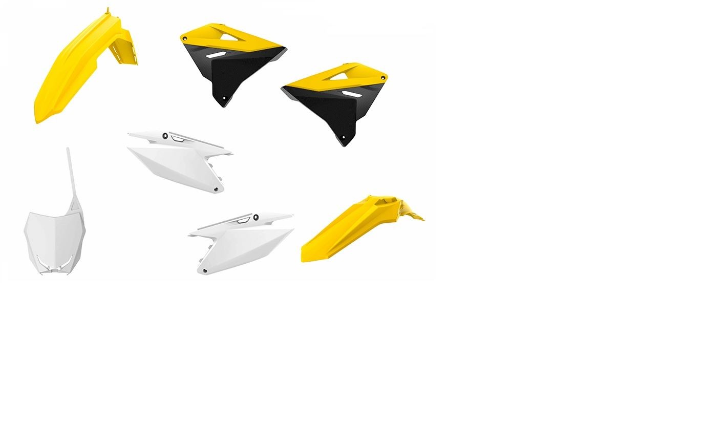 Polisport Yellow/White Full Plastics Kit - Suzuki Rm 125/250 2001-18 Restyle To 2019 Style - Oem () - Image 2
