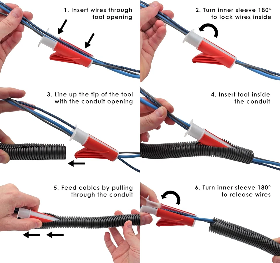 Wire Loom Insertion Tool Set for 3/8" to 2" Conduit Sleeving Installation - Image 3 of 4