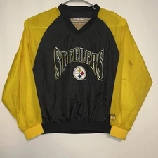 Vintage Logo 7 Pittsburgh Steelers Pullover Windbreaker Jacket Size M 90s NFL