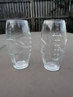 Vintage Set Of 2 Clear 6 Inch Football Shaped Drinking Glasses