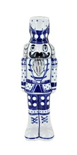Blue Rose Polish Pottery Winter White Small Nutcracker Figurine