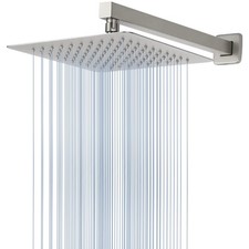 All Metal Shower Head with Extension Arm, Stainless Steel Waterfall Rainfall ...