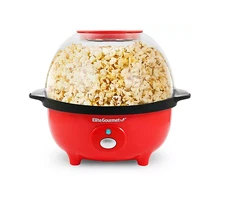 Elite Gourmet 3-Quart Popcorn Popper - Red Electric Snack Machine