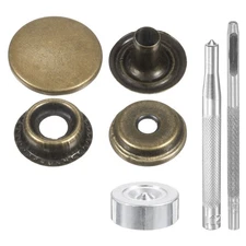 24Set 20mm Leather Snap Fastener Kit 3.31" Long W 4 Install Tools, Bronze