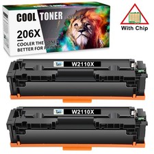 2PK 206X BK Toner Cartridge WIth Chip for HP 206X LaserJet Pro M283 M283fdw M255
